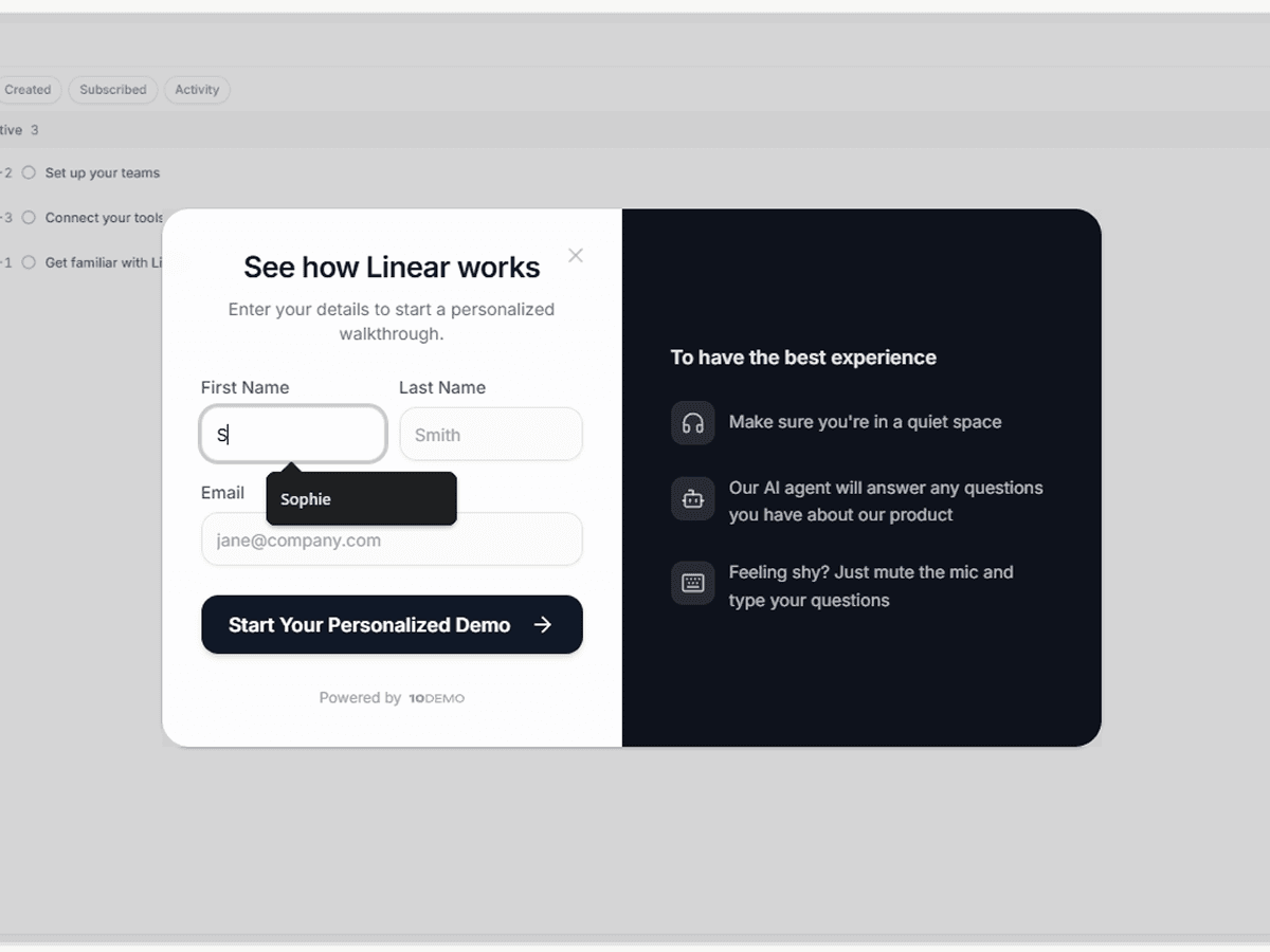 Prospect clicking the demo button on a landing page